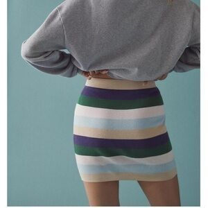 NWT KULE Misty Blue Striped Women's Multicolored Skirt, Size Medium